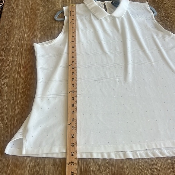 NIKE WMNS DRIFIT POLO GOLF SHIRT BLEND ACE SLEEVELESS COLLARED JAQUARD,WHITE XXL - Picture 11 of 13
